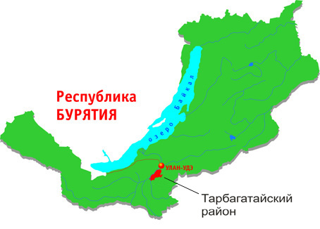 Тарбагатайский район на карте Республики Бурятия